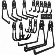 重型钢制车库储物挂钩，带防滑涂层；实用的壁挂式挂钩，用于悬挂自行车、梯子和园艺工具；黑橙色，1 件/2 件橙色，黑色