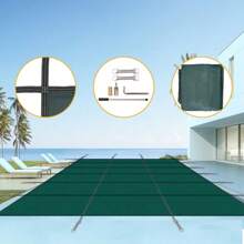 Inground Pool Safety Cover, 16x32ft Rectangle Winter Safety Pool Cover For Inground Swimming Pools, Solid Safety Pool Covers, Triple Stitched For High Strength, Hardware Included,Green Mesh,Yifei Store