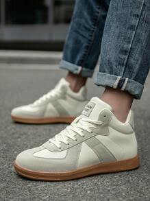 Męskie uniwersalne buty sportowe typu street retro ze skóry z przeszyciami i wysoką cholewką, wygodne, codzienne, dla par, kontrastujące litery, modne sznurowane platformy, gruba podeszwa, amortyzujące i antypoślizgowe buty do biegania na co dzień, w każdych warunkach