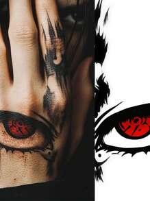 Set de 5 pegatinas de tatuaje simulado colorido, sexy y de larga duración con ojos rojos siniestros, aptas para uso de hombres y mujeres