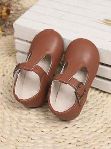 1 双女孩钩环带软底简约平底鞋，适合春夏季 - 棕色 - 查看 5