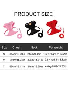1pc Shiny Heart-Shaped Pet Harness With Pocket, Breathable & Comfortable Material, Sturdy Buckle, Suitable For Small To Medium Cats And Dogs, With Leash