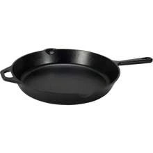 Basics - Bratpfanne mit Stiel aus bereits eingebranntem Gusseisen, 38,1 cm, Schwarz