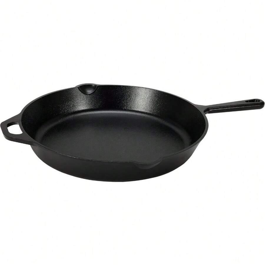 Basics - Bratpfanne mit Stiel aus bereits eingebranntem Gusseisen, 38,1 cm, Schwarz