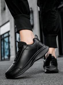 Men's Sports Shoes, PU Leather Waterproof Unisex Casual Shoes, Thick Sole Outdoor Running Daily Wear Autumn New Arrival, Extra Large Size