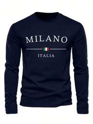 Camiseta de manga larga con logo impreso para uso casual de hombre, para el otoño