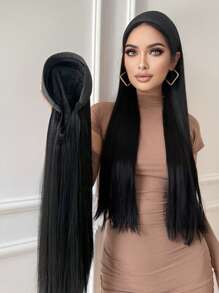 Synthetic Hair Band With Long Straight Extensions With Twisted Braids,Light Brown Color, Natural Half Wig Hair Accessory - Light Brown - View 5