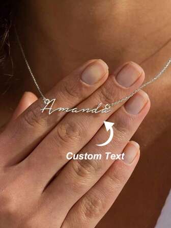Personalised Custom Name Necklaces For Women Fashion Jewelry Stainless Steel Nameplate Pendants Necklace Best Friend Gifts Silver, Yellow Gold Stylish, Fall Fashion, Contracted, Simple, Casual, Old Money, Soccer Mom, Vintage Custom, Personalized, Unique Ideal Gifts For Her Girlfriend, Mom, Family, Friends, Daughter For Valentine's Day, For Mother's Day,Delicate Romance