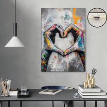 Framed, Canvas Painting, Street Graffiti Love, Wall Decoration, Living Room, Library, Office, Cafe, Bar, Abstract Art, Perfect Birthday, Holiday Gift, Valentine'S Day, Easter Egg
