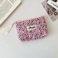 Simple Splashed Ink Cloth Storage Bag Student Portable Makeup Handbag Cosmetic Lipstick Bluetooth Earphone Storage Pouch