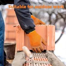 8pcs Men'S Winter Work Gloves, Waterproof Nylon, Non-Slip Insulated, Washable, Cold And Wear Resistance, Yellow, For Outdoor Cold Weather Tasks