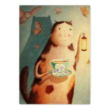 1 pieza Impresión de arte mural de lienzo con retratos de animales vintage en porcelana azul y blanca con grietas en la porcelana: oso panda, vaca, ratón, loro'