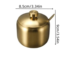 1pc Stainless Steel Seasoning Jar Set With Spoon - Gold Kitchen Condiment Containers For Salt, Pepper, Sugar & Spices - Bbq & Restaurant Essentials,School Supplies - Multicolor - View 12