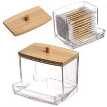 1Pcs Cotton Swab Holder, Cotton Swab Dispenser With Lids,Bathroom Storage Jars Storage Containers Plastic