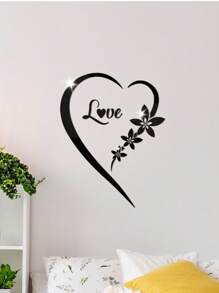 1 Peça Adesivo de parede decorativo de espelho de coração romântico, adesivo de espelho acrílico de coração romântico removível autoadesivo, adesivos decorativos de sala de estar e quarto, espessura de 1 Peça mm