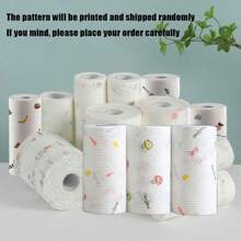 1 Roll (50/100 Sheets) Slouchy Rags, Disposable Kitchen Towels, Washable Dish Towels, Rags, Non-Stick Oil Rags, Degreasing Wipes, Household Rags, Drying Cloths, Cleaning Supplies, Cleaning Tools ( Random Printing), For Outdoor, Camping