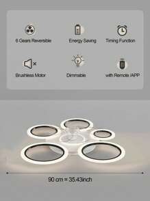 Ventilador E27 com lâmina removível, fluxo de ar suave, conforto de verão, sala de estar, quarto, sala de jantar, design silencioso, controle remoto