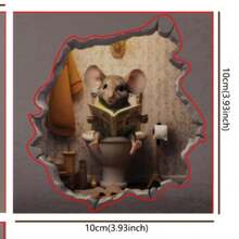 1pc Cute Reading Mouse Decorative Sticker, Self-Adhesive Wall, Baseboard, Desk, Cat Toy Sticker Film