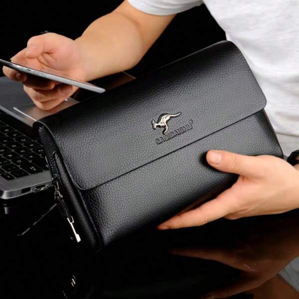 Plus Size Men's Long Leather Clutch Wallet, Travel Passport Business Credit Card Holder, Casual Fashion Anti-Theft Password Lock Handbag Purse