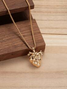 1 pieza Collar con colgante de órgano de corazón vintage, collar de cadena personalizado versátil unisex para parejas