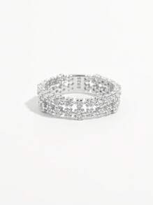 Vaerine A Gorgeous, Elegant, Fashionable, Exquisite, Romantic, Shining 925 Silver Artificial Zirconia Starry Sky Design Double-Layer Design Ring For Women Dating Party Gathering Wedding Show Charm Valentine's Day Gift