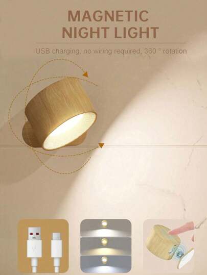 LED Sconces, Wand Mounted Lamps Rechargeable Battery Operated USB Port 3/1 Temperatures 2/3 Brightness Levels 360°Rotate Magnetic Ball, Cordless Lights Reading Bedside view 11