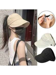 1 pieza Visera de sol con Top abierta, diseño de tela de red anti-UV de verano, protector facial elegante, apto para usar mascarillas