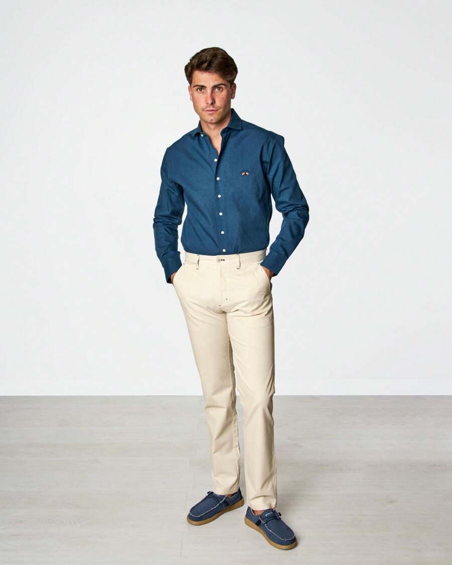 Spagnolo MEN'S BEIGE-BEIGE GABARDINE CHINO PANTS - Beige - View 1