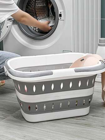 Foldable Dirty Clothes Basket, Household Hanging Laundry Storage Basket, Bathroom Dirty Clothes Hamper, Plastic Washing Basket Laundry Hamper, Washing Basket Bathroom Organizer, Basket, Storage Basket, Foldable Laundry Basket