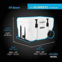 55 Quarts.Hard Sided Cooler Box With Wheels, Arctic White - Single - View 5