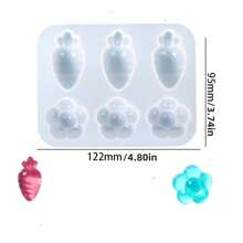 1 Set (5pcs) Resin Silicone Crystal Epoxy Mold Kit For DIY Handmade Flower, Fruit, Vegetable Pendant Decorations - Sunflower, Cherry Blossom, Banana Flower, Grape Ice Cream, Eggplant Chili, Carrot Flower - Creative Jewelry Craft Gifts - White - View 13