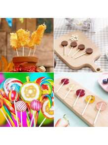 100/200pcs Plastic Lollipop Sticks, Suitable For Cake Pops, Lollipops And Chocolate, Valentine's Day - Multicolor - View 5
