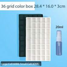 1pc 24/36/48 Compartment Soft Cover Paint Palette Box With Spray Bottle, Portable Watercolor/Gouache Palette With Moisturizing Sealed Lid