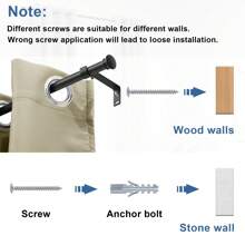 Curtain Rod For Windows 5/8 Inch Curtain Rod Set Black Curtain Rods For Bedroom Heavy Duty Drapery Rods With Brackets Gifts Birthday Graduation - Black - View 7