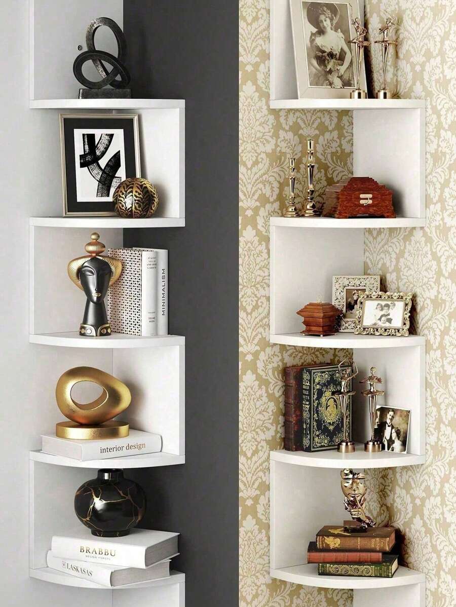 1pc Wall Corner Shelf, Bedroom Triangular Wall Mounted Corner Storage ...