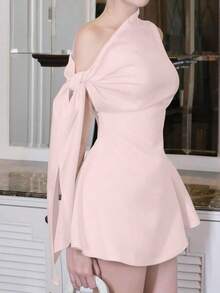 Women's Elegant Solid Color Sleeveless Tie Strap Minimalist Short Light Color Dress