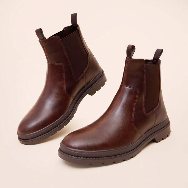 ANDREA Botín Casual Marca Ferrato Para Hombre Ajuste Lateral De Resorte Para Mejor Comodidad De Piso Estilo SemiFormal Color Café