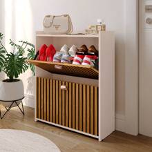 Small Apartment Shoe Organizer 12 Pairs Of Shoes Tilting Drawers Bedroom Decoration - RPM Stores - 米色 - 查看 5