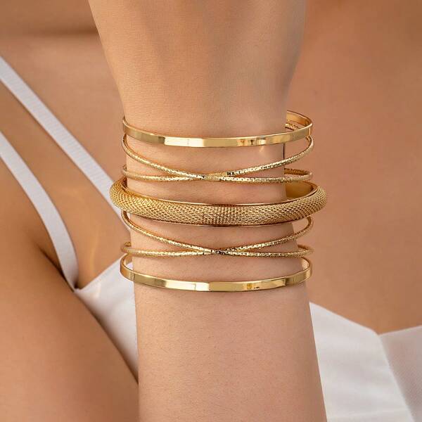 1 szt. Spersonalizowana przesadzona metalowa pusta skrzyżowana bransoletka mankietowa, odpowiednia do codziennego noszenia w drodze do pracy dla kobiet