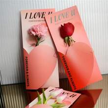 1st Moederdag enkelvoudige bloemenboeket geschenkdoos, PU-materiaal boeket, handgemaakte geschenkverpakking met hart, Moederdag [Geen echt bloemenboeket, boeket is alleen voor fotografie-rekwisiet]