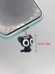 1 pieza Tapón antipolvo para puerto de carga con diseño de gato negro de ojos grandes, accesorio colgante DIY para teléfono móvil, compatible con puerto de carga iPhone/Tipo C