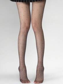 1 pieza Medias/Pantimedias sexy a lunares negros para mujer, apropiadas para festivales de música, baile y discotecas