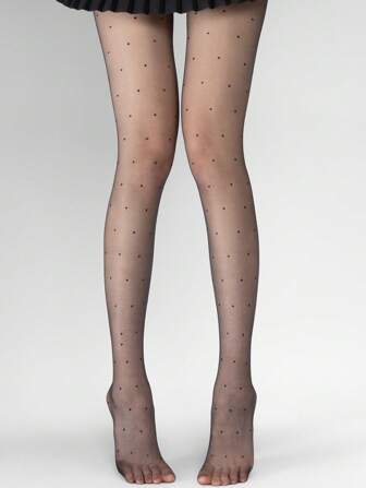 1 pièce Collants noirs à pois sexy pour femme, convient pour les festivals de musique, la danse et les boîtes de nuit