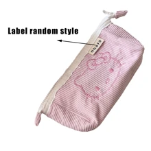 Sanrio 1 pièce Étui cosmétique en velours côtelé Hello chat de Sanrio, grande capacité, trousse à maquillage, sac à crayons avec imprimé aléatoire, pour vacances, plage, salle de bain, chambre, grande capacité