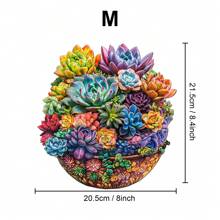 盆栽多肉植物/曼陀罗之梦木制拼图，精美纸板盒，不对称形状木制拼图玩具，独特的儿童益智玩具，装饰艺术，节日礼物，情人节，新年礼物 - 彩色 - 查看 17