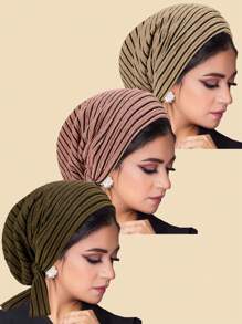 1pc Stripes Pattern Tail Tie Headband Cap, Chemo Hat For Women - A - View 8