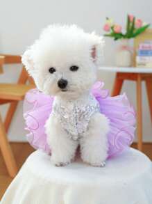PETCIRCLE 1 pezzo Abito da sposa per animali domestici fatato e fantasioso in viola, adatto per cani e gatti di piccola taglia, comodo e carino
