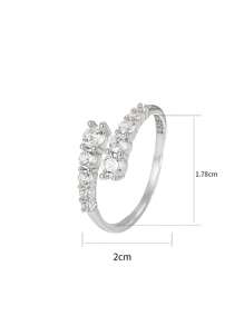 1pc S925 Sterling Silver Zirconia Sparkle Double Row Adjustable Open Ring For Women, Everyday Wear Unique Quality Personalized Gift