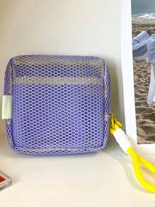 1pc Mini Macaron Color Fresh Fashion High-Quality Mesh Storage Bag (Hanging Rope Needs To Be Purchased Separately, Random Color), Sanitary Napkin Bag, Cosmetic Bag, Storage Bag, Women Makeup Bag, Girls Tampon Storage Bag