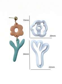 2Pcs Set Simple Flowers Clay Mold With High Precision Clay Cutter For Earring Making Soft Pottery Earrings Women DIY Studs Jewelry Pendants Clay Tools - Clay Cutters - View 9